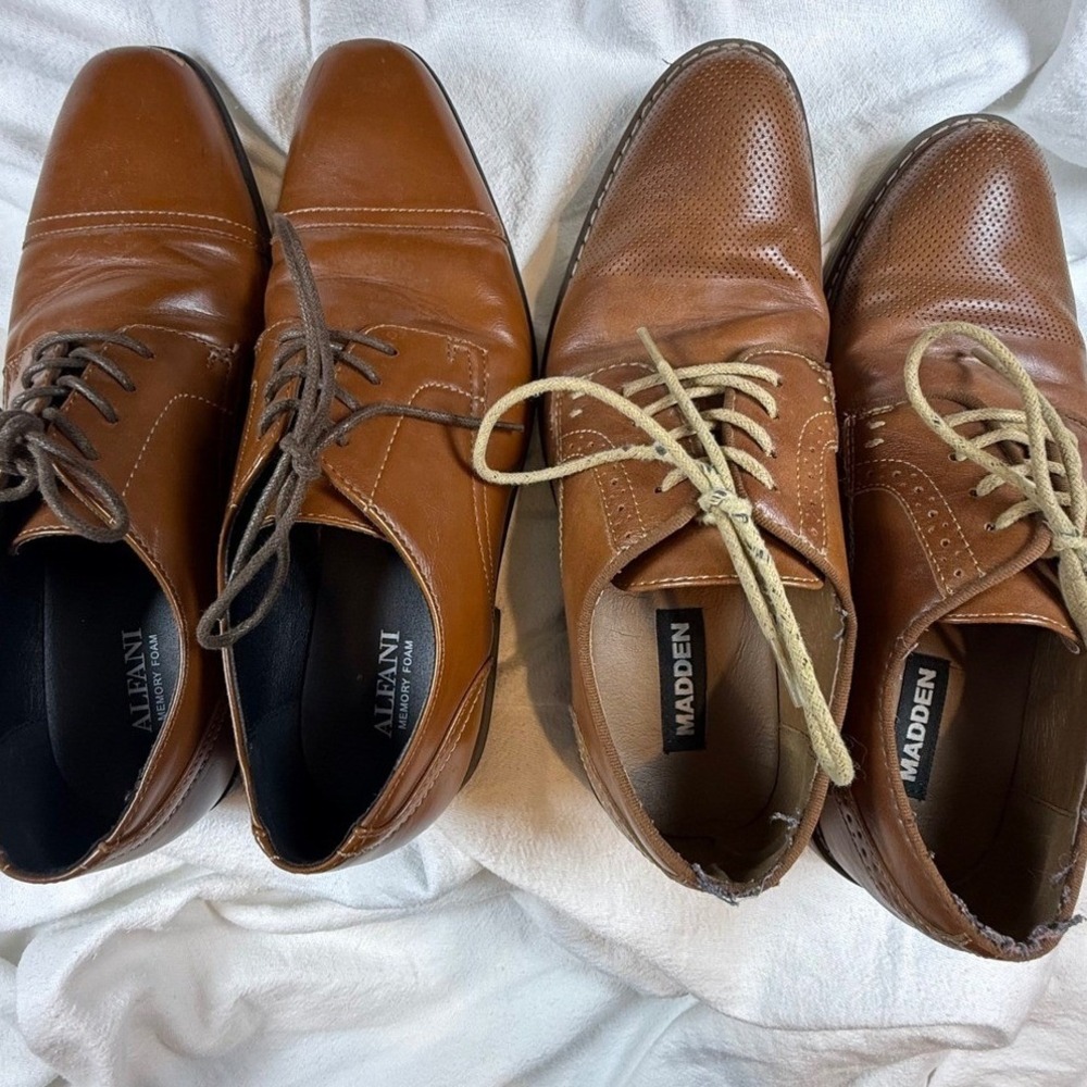 Alfani Quincy Cap Toe & Steve Madden Perforated Dress Shoes Bundle Men 8‎ 8.5